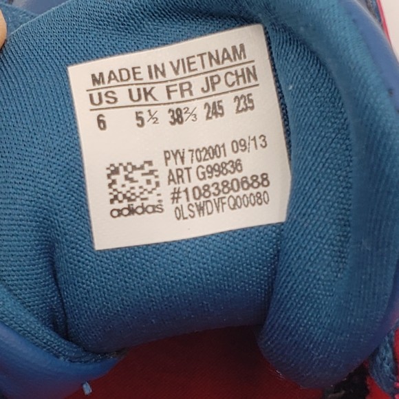 Adidas Orion Leather Sneaker. Rare Color Colbolt Blue/ Pink Mens 6, Women 8 - Picture 11 of 12